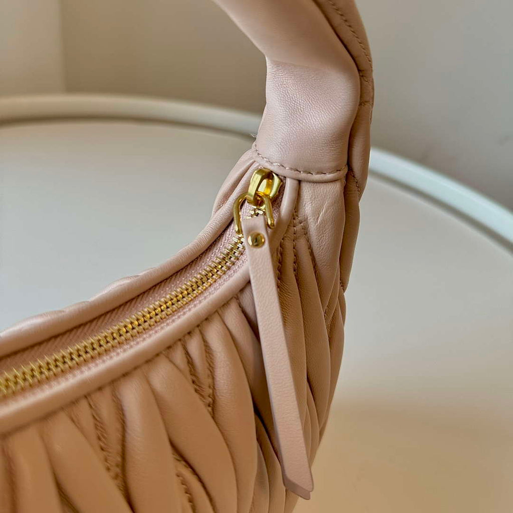 MiuMiu 5BC125 Small Matelass¨¦ nappa leather handbag Nude