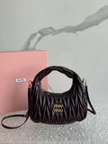MiuMiu 5BC125 Small Matelass¨¦ nappa leather handbag Dark Brown