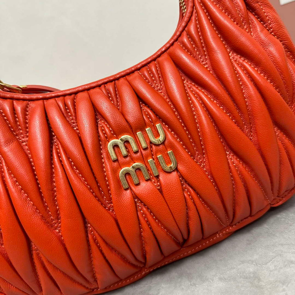 MiuMiu 5BC125 Small Matelass¨¦ nappa leather handbag Orange