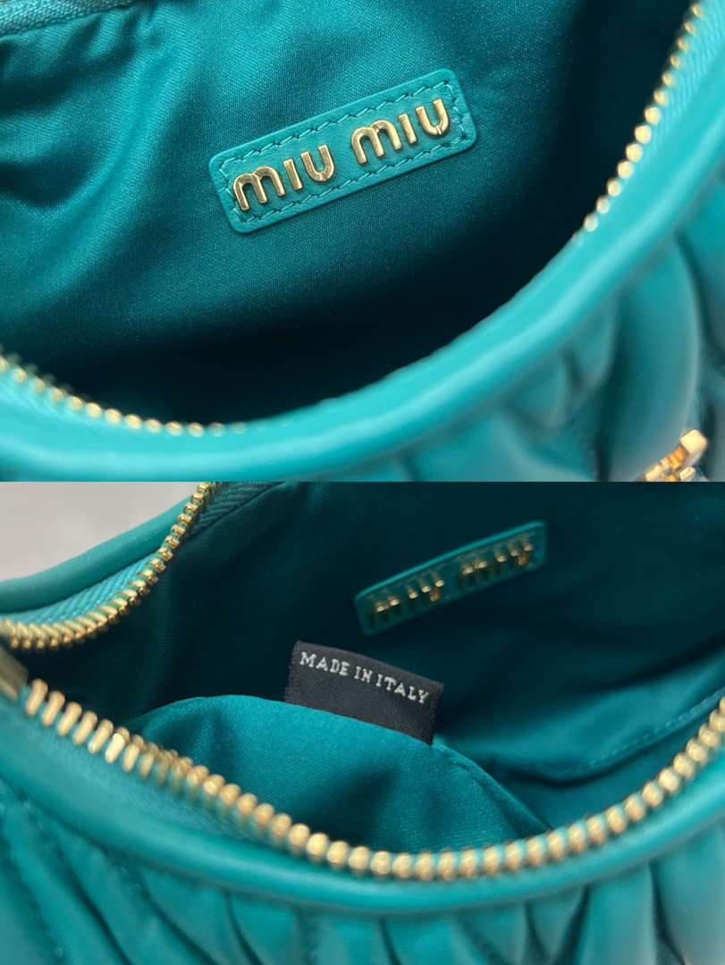 MiuMiu 5BC125 Small Matelass¨¦ nappa leather handbag Dark Green