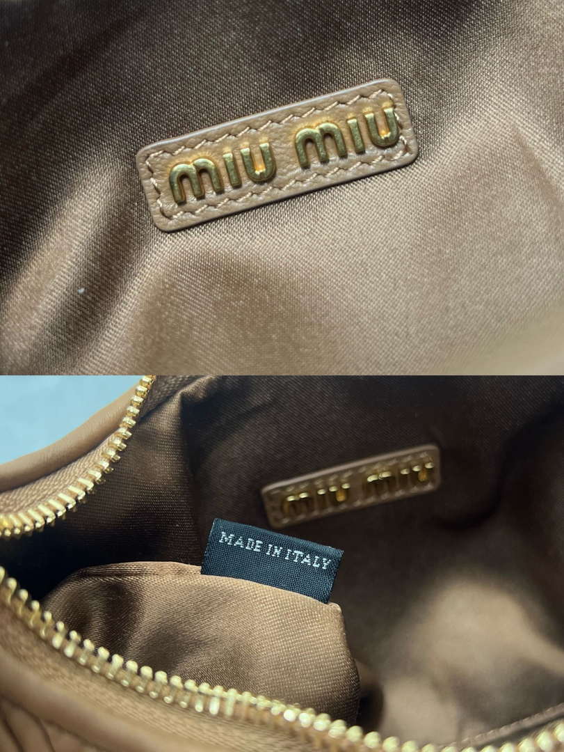 MiuMiu 5BC125 Small Matelass¨¦ nappa leather handbag Caramel
