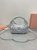 MiuMiu 5BC125 Small Matelass¨¦ nappa leather handbag Silver