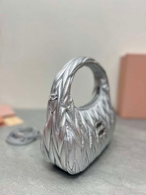 MiuMiu 5BC125 Small Matelass¨¦ nappa leather handbag Silver - Default Title - View 4