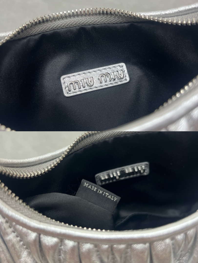 MiuMiu 5BC125 Small Matelass¨¦ nappa leather handbag Silver
