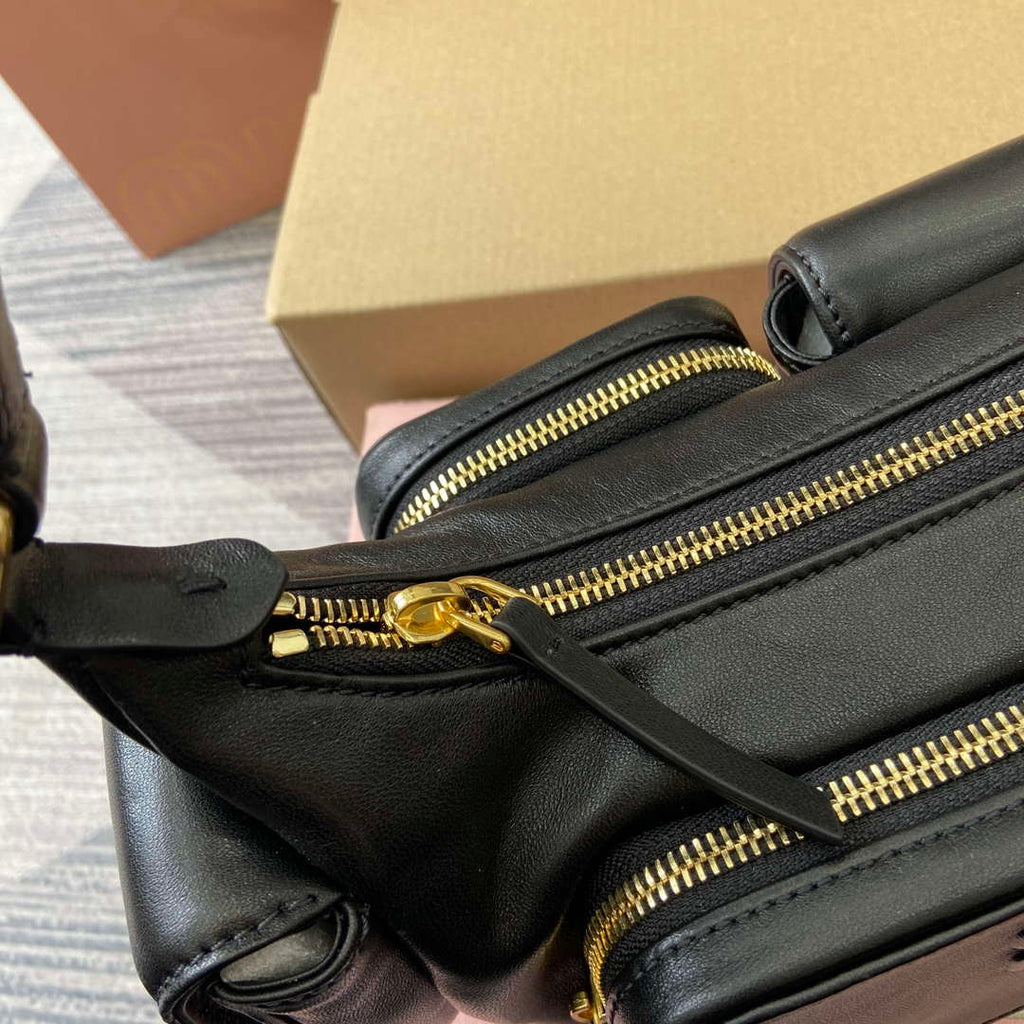 MiuMiu 5BC146 Nappa Leather Pocket Bag Black