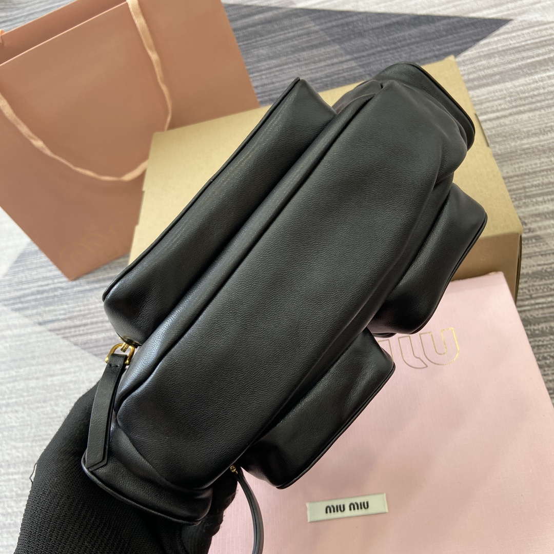 MiuMiu 5BC146 Nappa Leather Pocket Bag Black