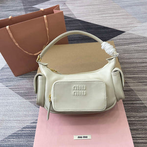 MiuMiu 5BC146 Nappa Leather Pocket Bag White - Default Title - View 1