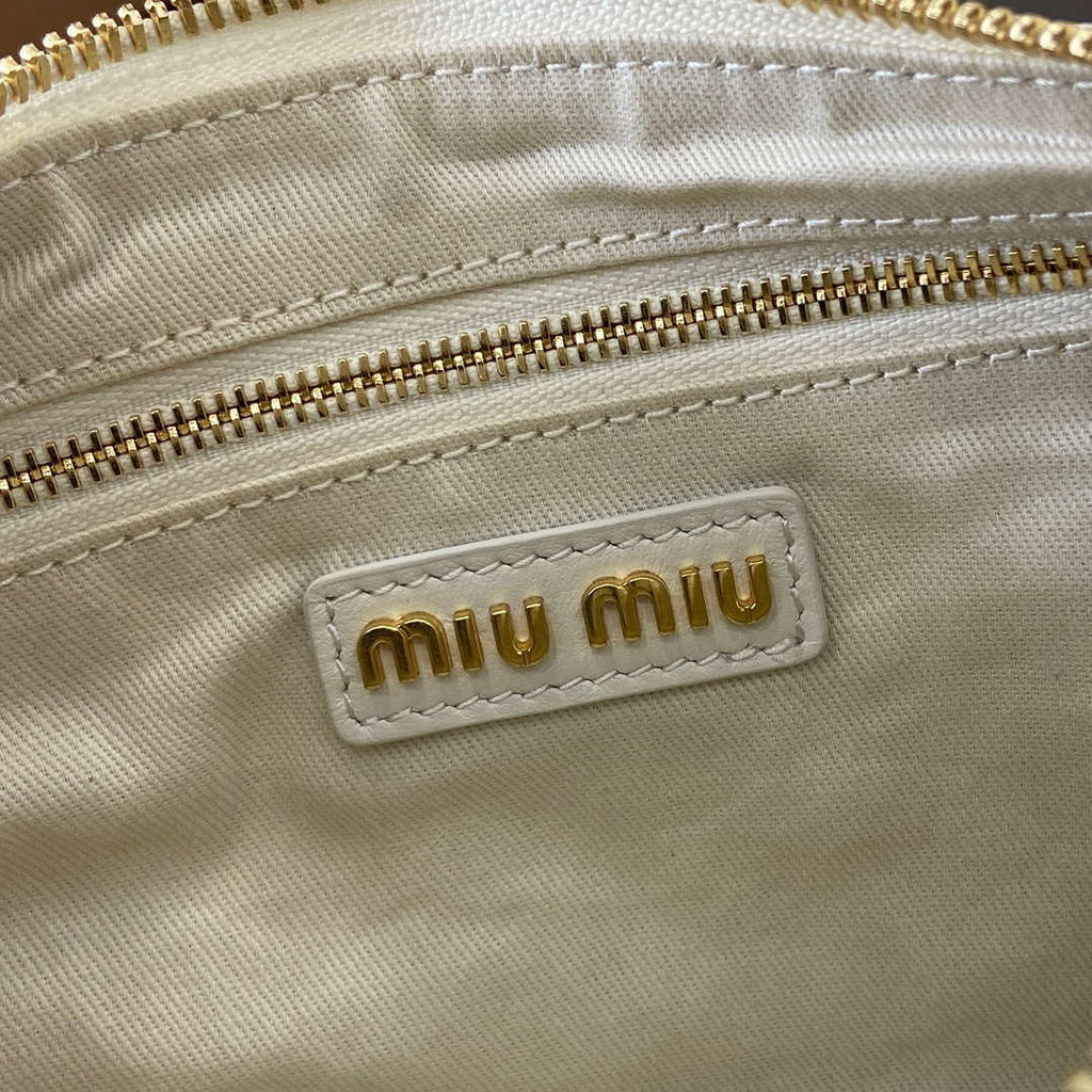 MiuMiu 5BC146 Nappa Leather Pocket Bag White