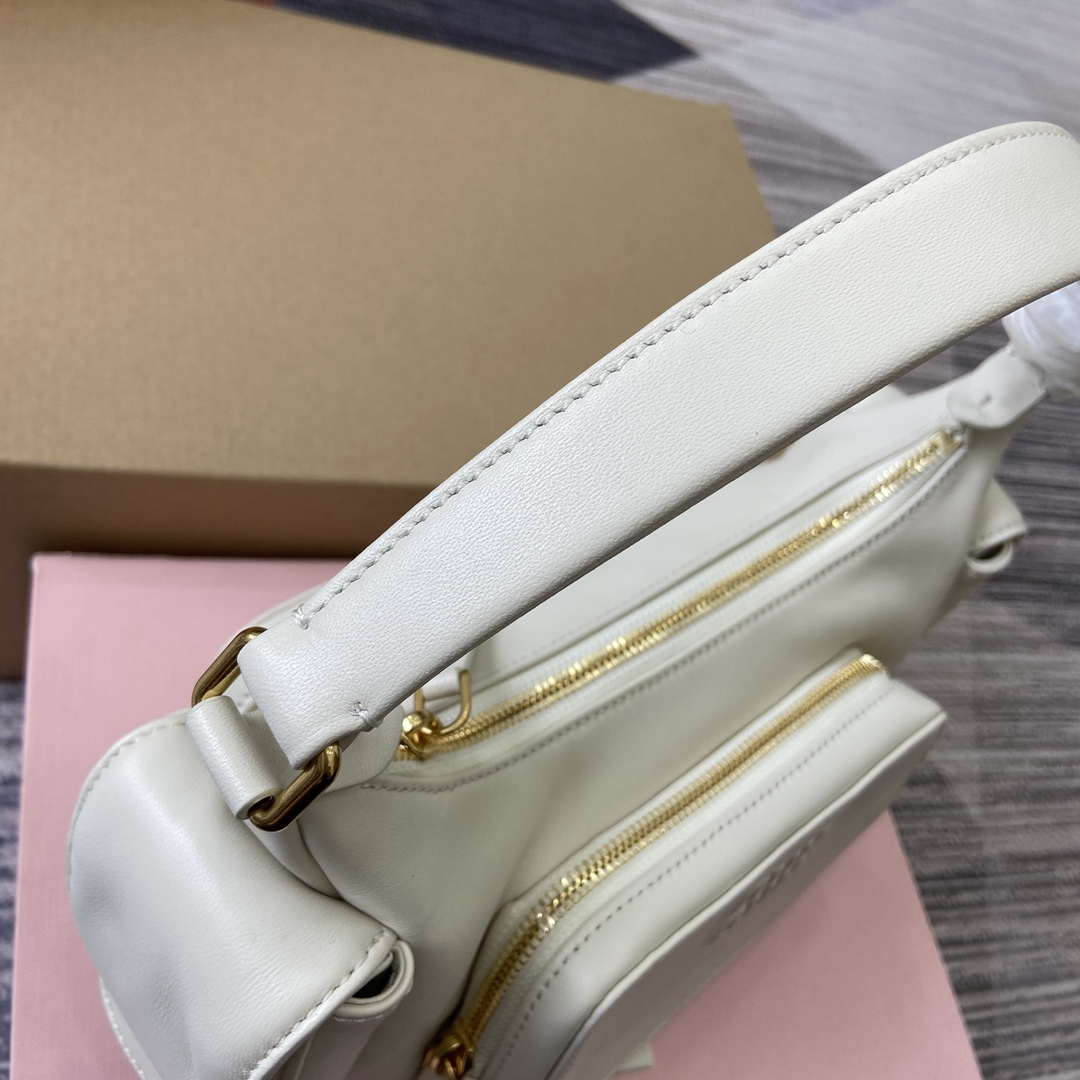 MiuMiu 5BC146 Nappa Leather Pocket Bag White