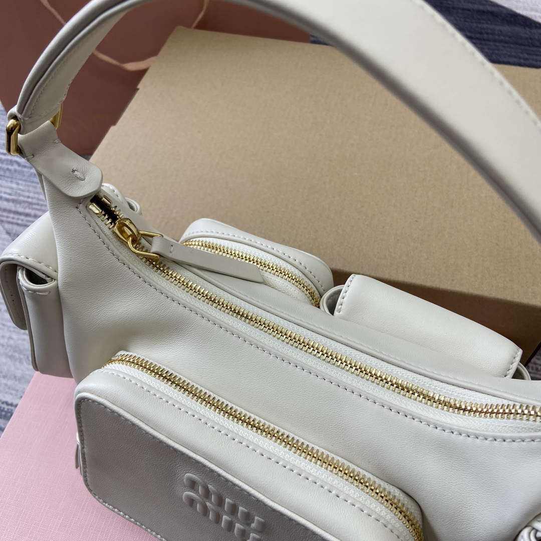 MiuMiu 5BC146 Nappa Leather Pocket Bag White