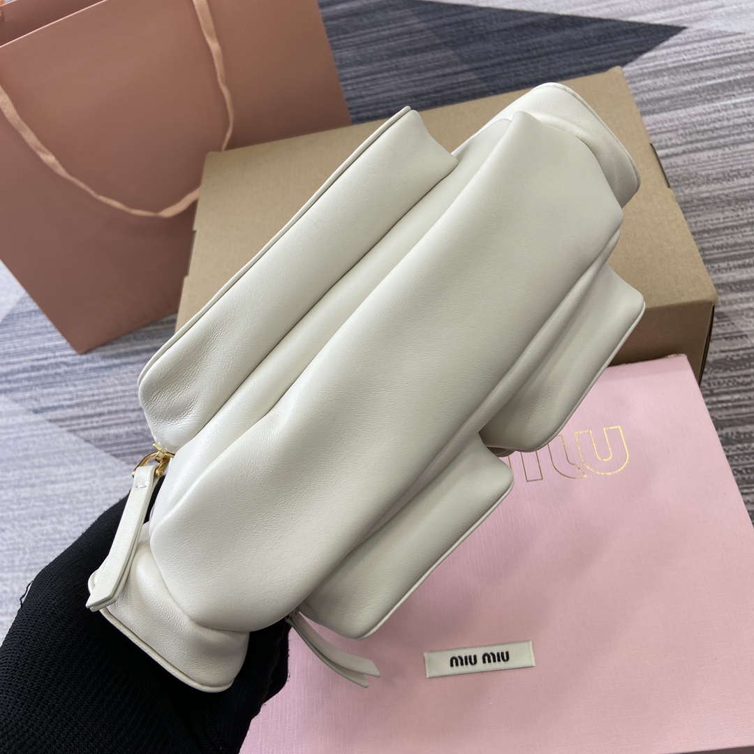 MiuMiu 5BC146 Nappa Leather Pocket Bag White
