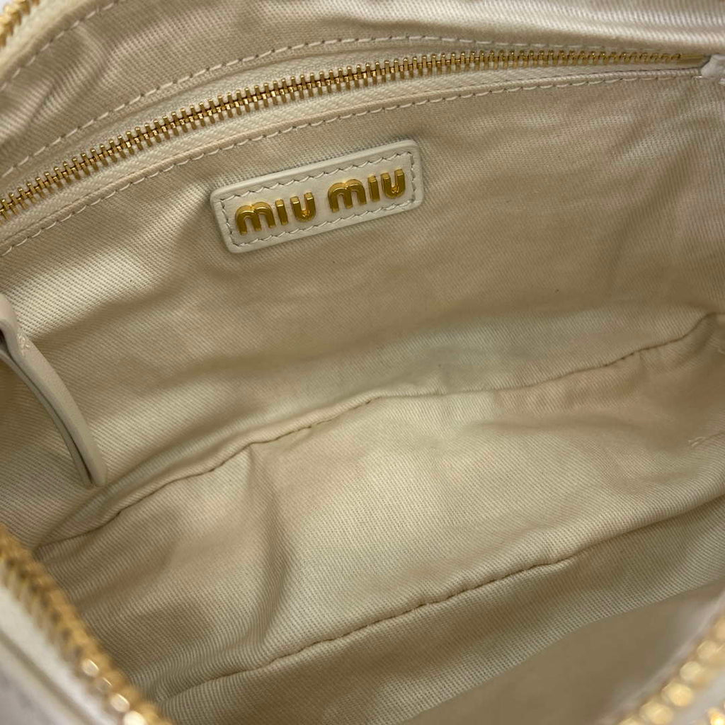 MiuMiu 5BC146 Nappa Leather Pocket Bag White