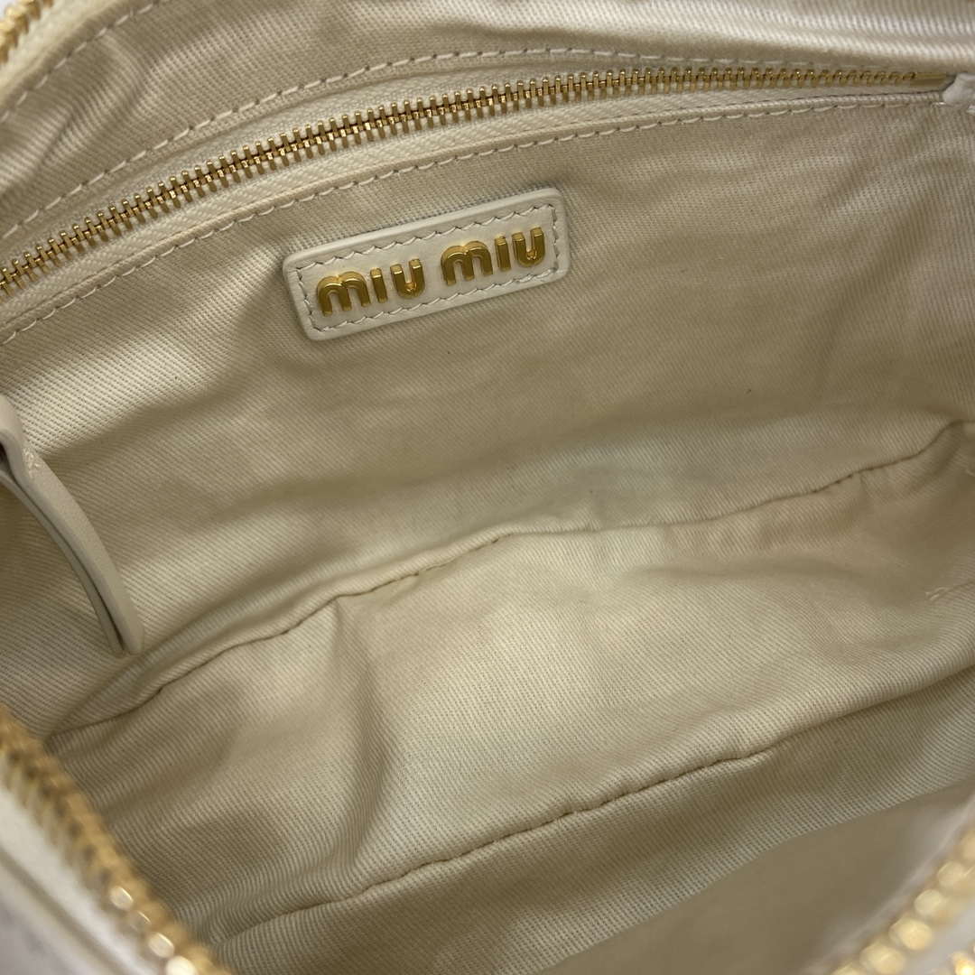 MiuMiu 5BC146 Nappa Leather Pocket Bag White