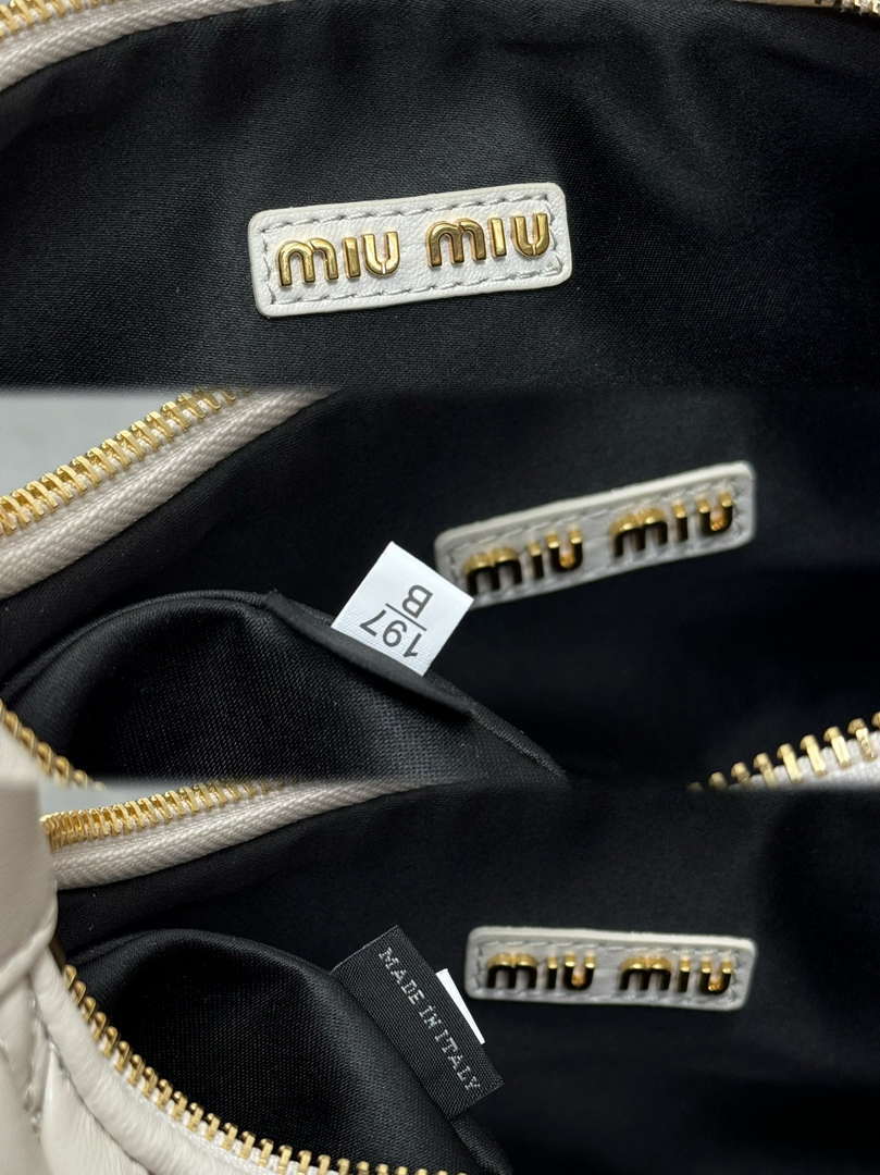MiuMiu 5BC153 Wander matelass¨¦ nappa leather hobo bag Beige