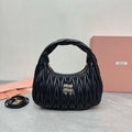MiuMiu 5BC153 Wander matelass¨¦ nappa leather hobo bag Black