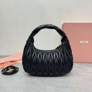 MiuMiu 5BC153 Wander matelass¨¦ nappa leather hobo bag Black - Default Title - View 3