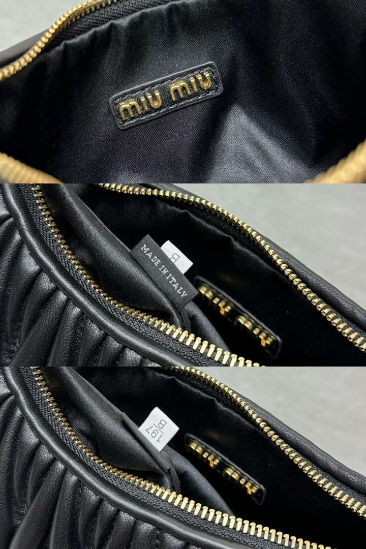 MiuMiu 5BC153 Wander matelass¨¦ nappa leather hobo bag Black