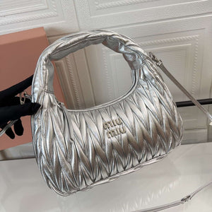 MiuMiu 5BC153 Wander matelass¨¦ nappa leather hobo bag Silver - Default Title - View 5