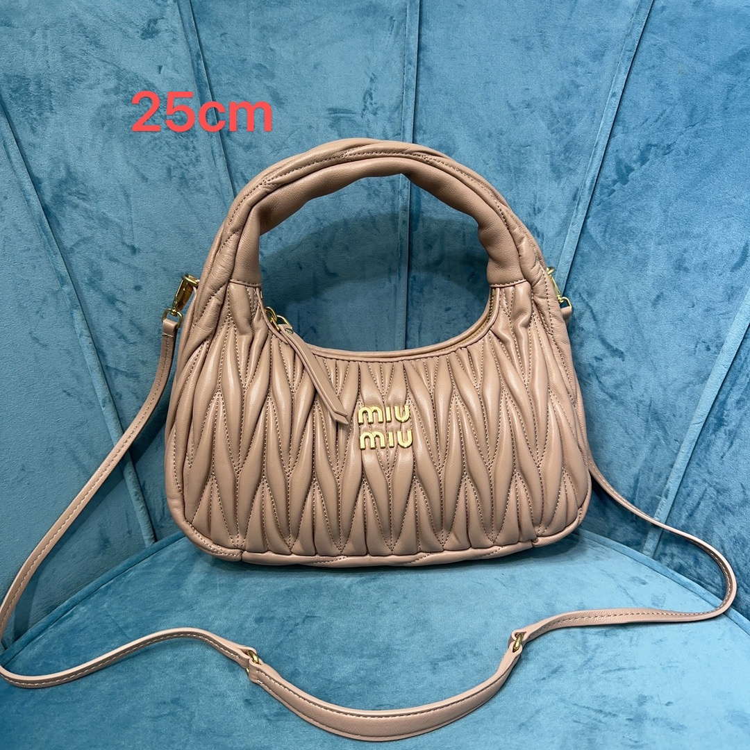 MiuMiu 5BC153 Wander matelass¨¦ nappa leather hobo bag Apricot