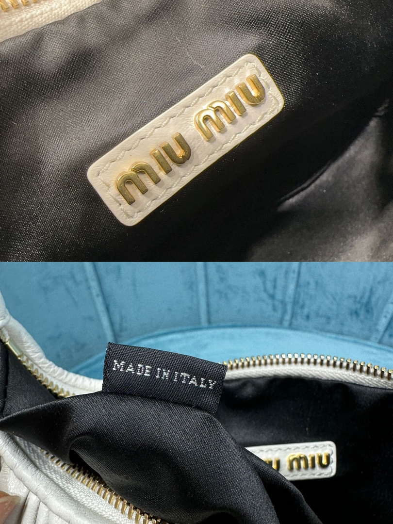 MiuMiu 5BC153 Wander matelass¨¦ nappa leather hobo bag White