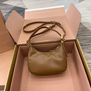 MiuMiu 5BC161 Leather Hobo Shoulder Bag Brown - Default Title - View 2
