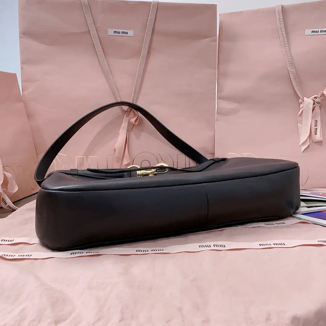 MiuMiu 5BC181 Aventure nappa leather bag Black