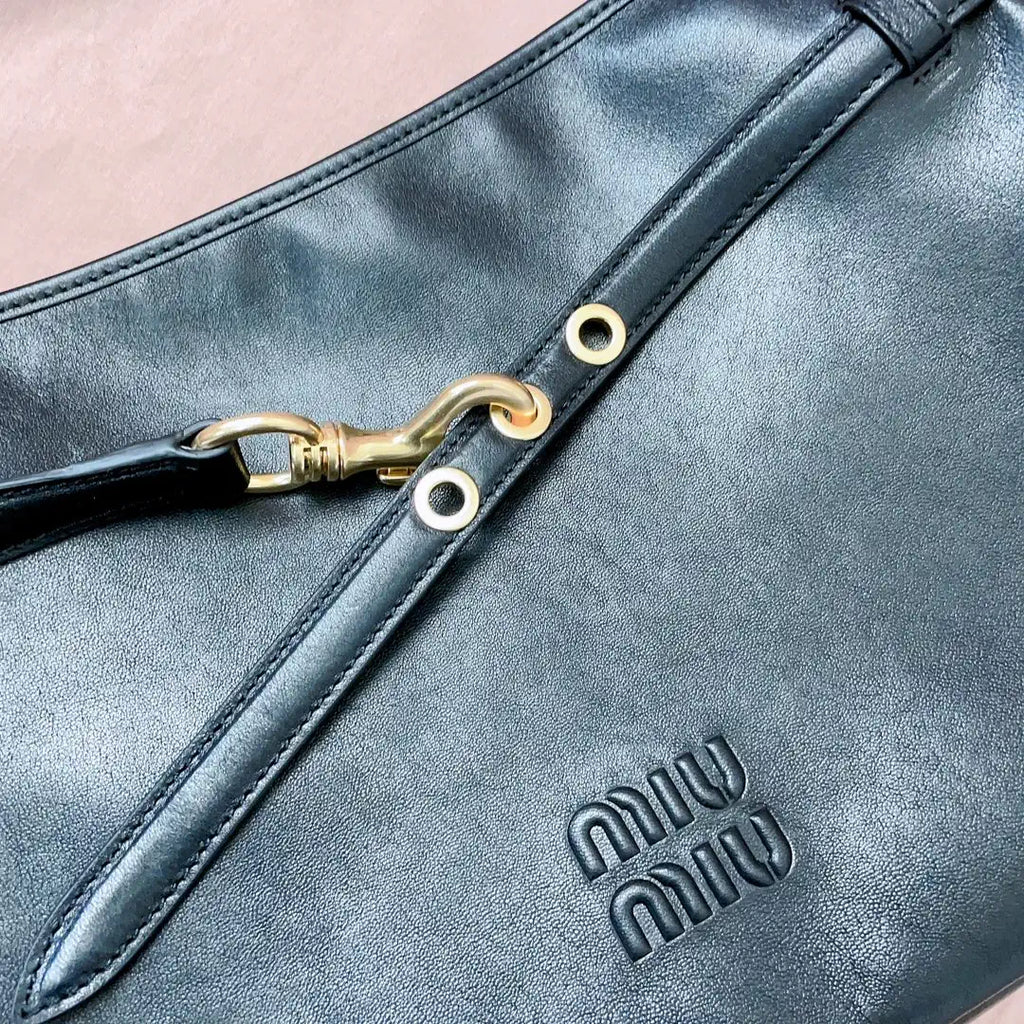MiuMiu 5BC181 Aventure nappa leather bag Black