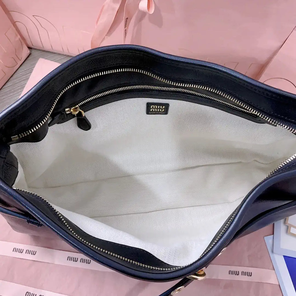 MiuMiu 5BC181 Aventure nappa leather bag Black
