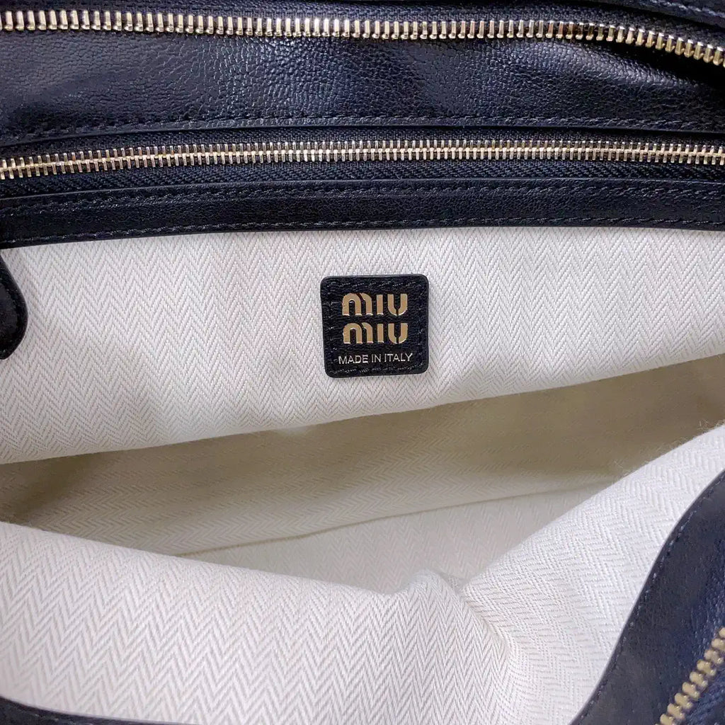 MiuMiu 5BC181 Aventure nappa leather bag Black