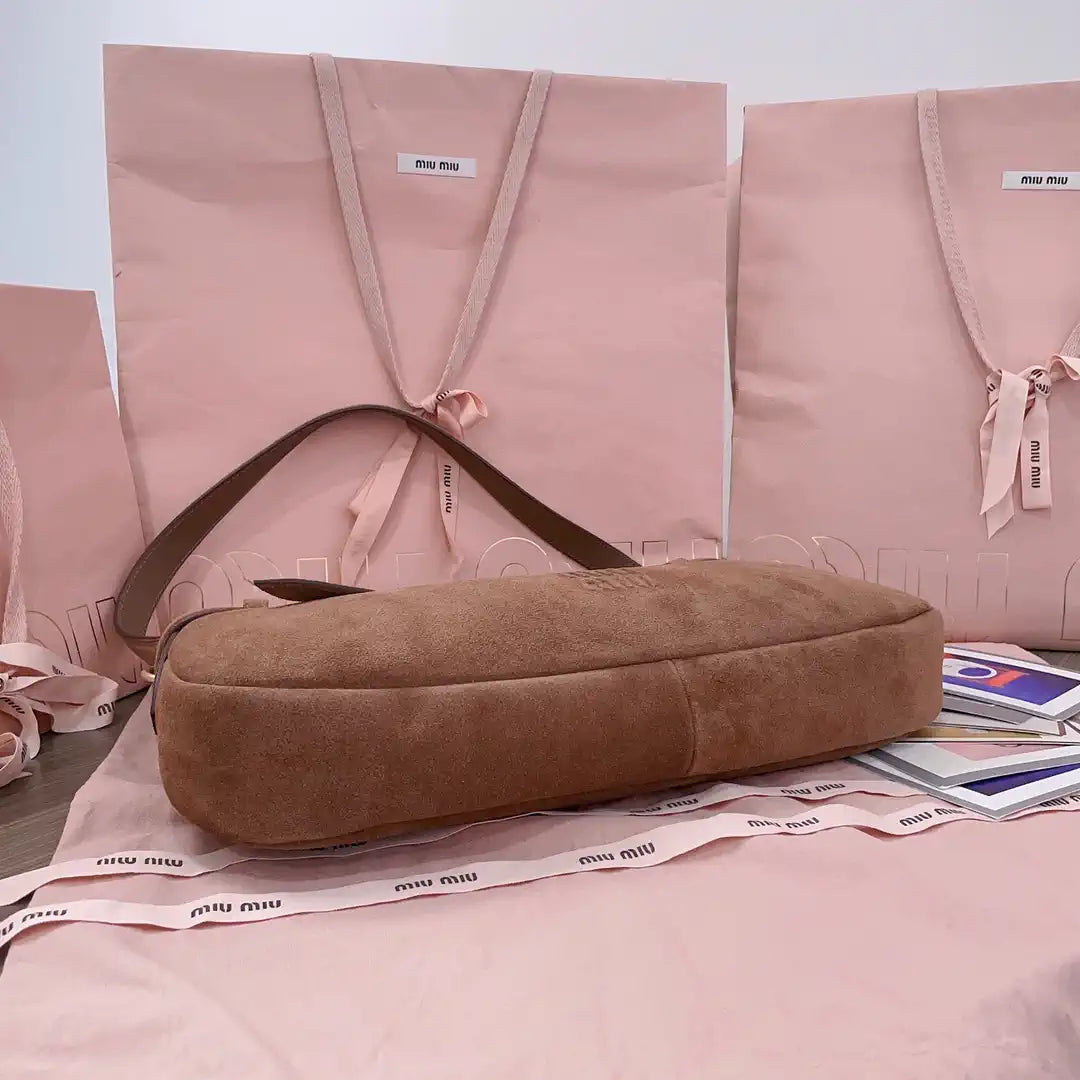 MiuMiu 5BC181 Aventure Suede leather bag Brown