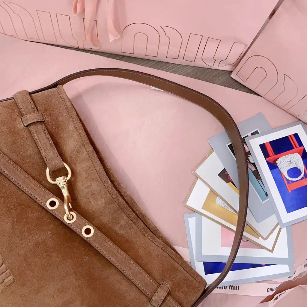MiuMiu 5BC181 Aventure Suede leather bag Brown