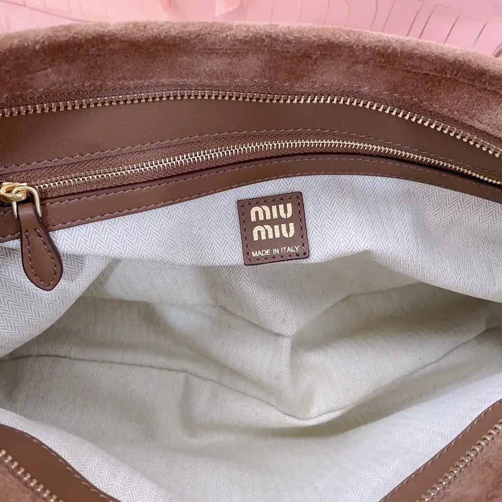MiuMiu 5BC181 Aventure Suede leather bag Brown