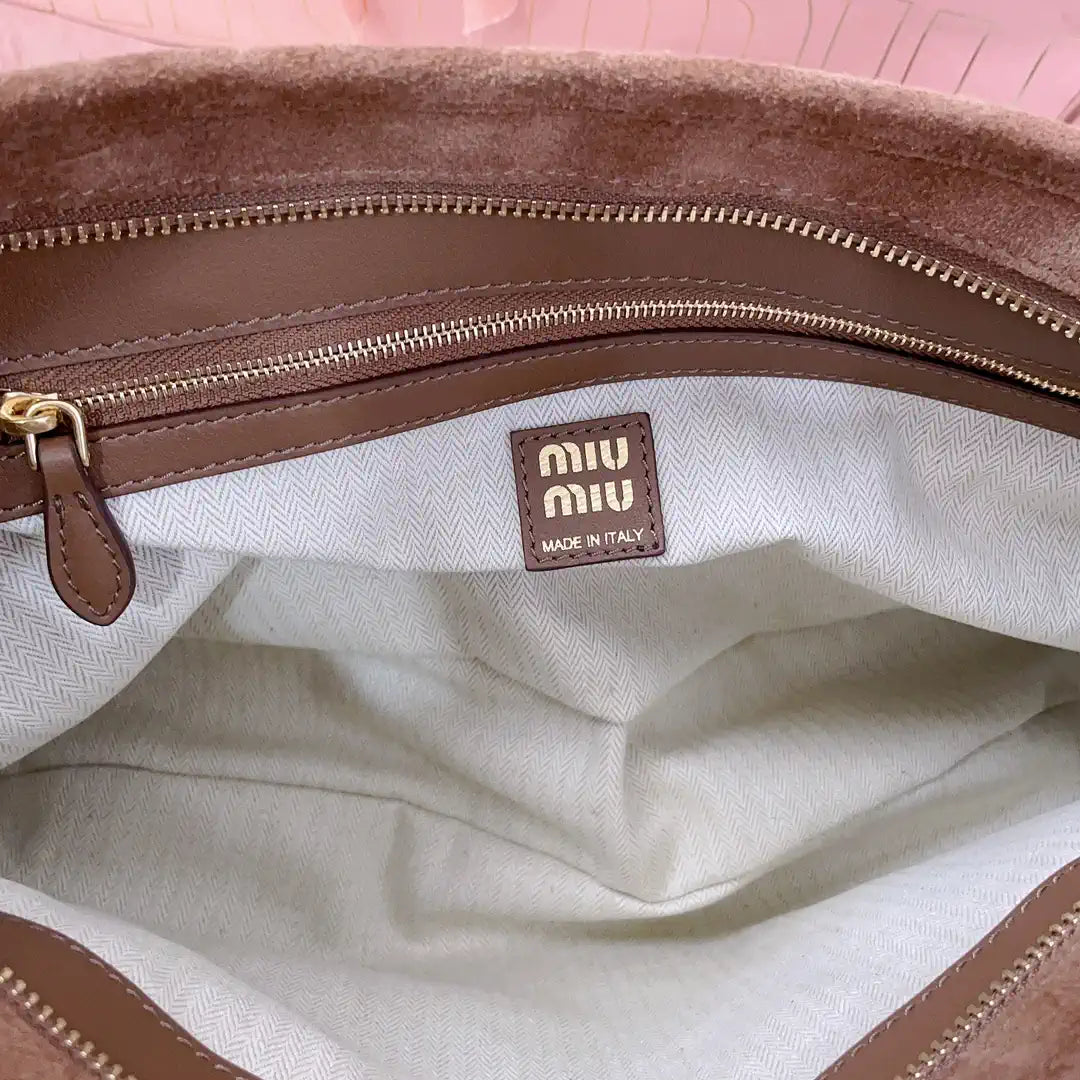 MiuMiu 5BC181 Aventure Suede leather bag Brown