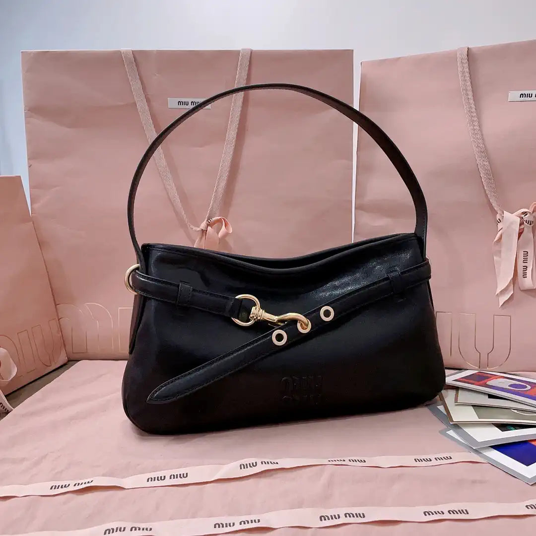 MiuMiu 5BC182 Aventure nappa leather Small bag Black
