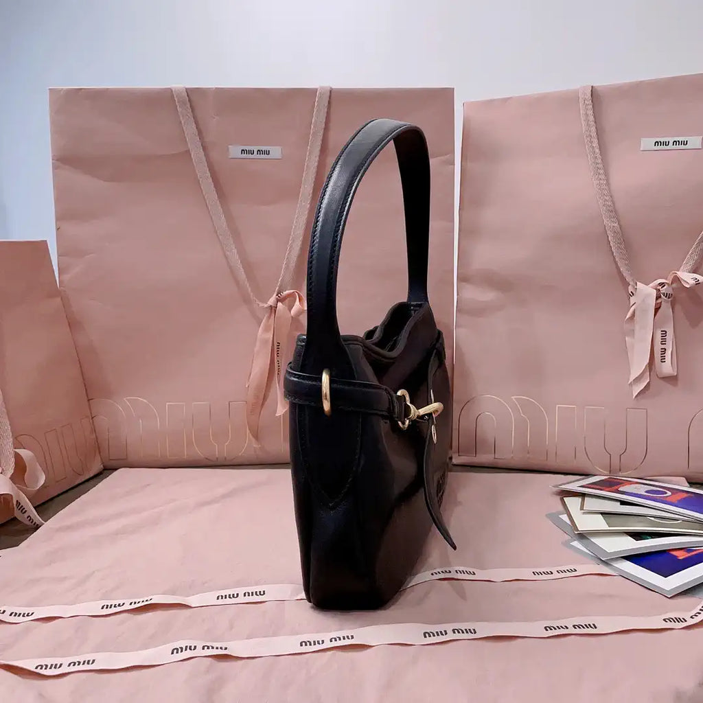 MiuMiu 5BC182 Aventure nappa leather Small bag Black