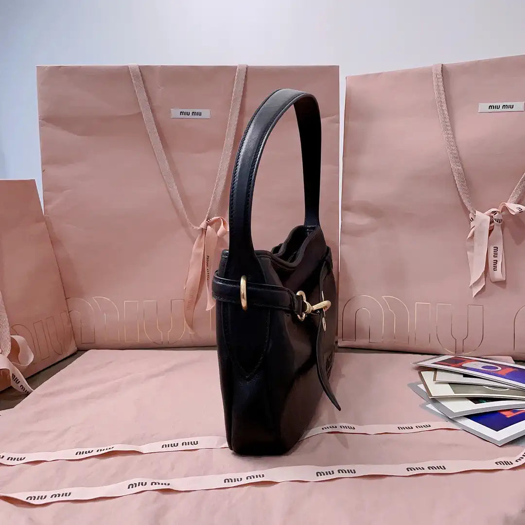 MiuMiu 5BC182 Aventure nappa leather Small bag Black