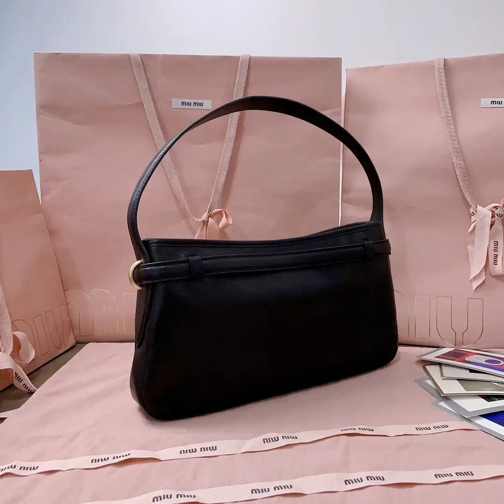 MiuMiu 5BC182 Aventure nappa leather Small bag Black