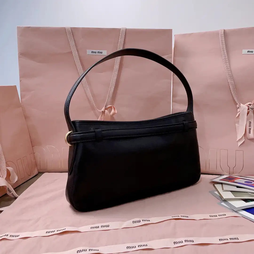 MiuMiu 5BC182 Aventure nappa leather Small bag Black