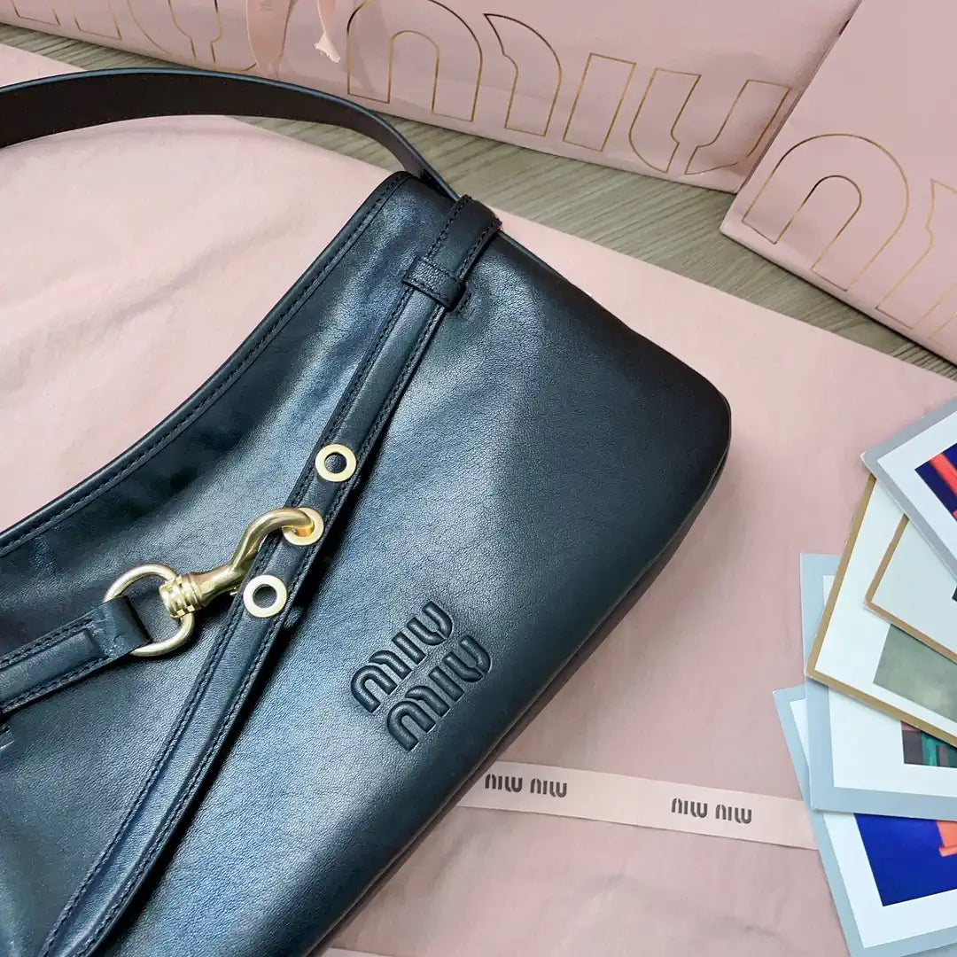 MiuMiu 5BC182 Aventure nappa leather Small bag Black