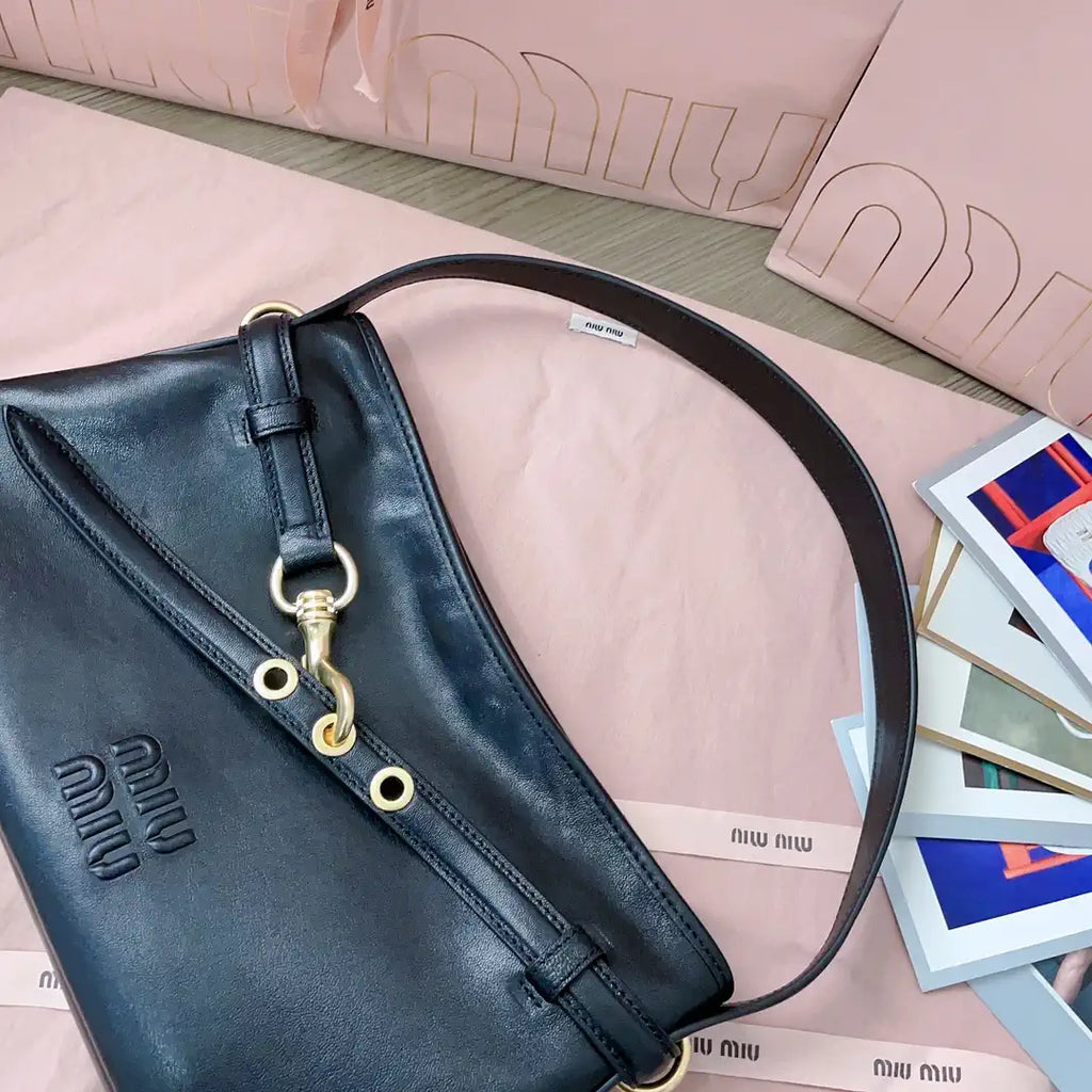 MiuMiu 5BC182 Aventure nappa leather Small bag Black
