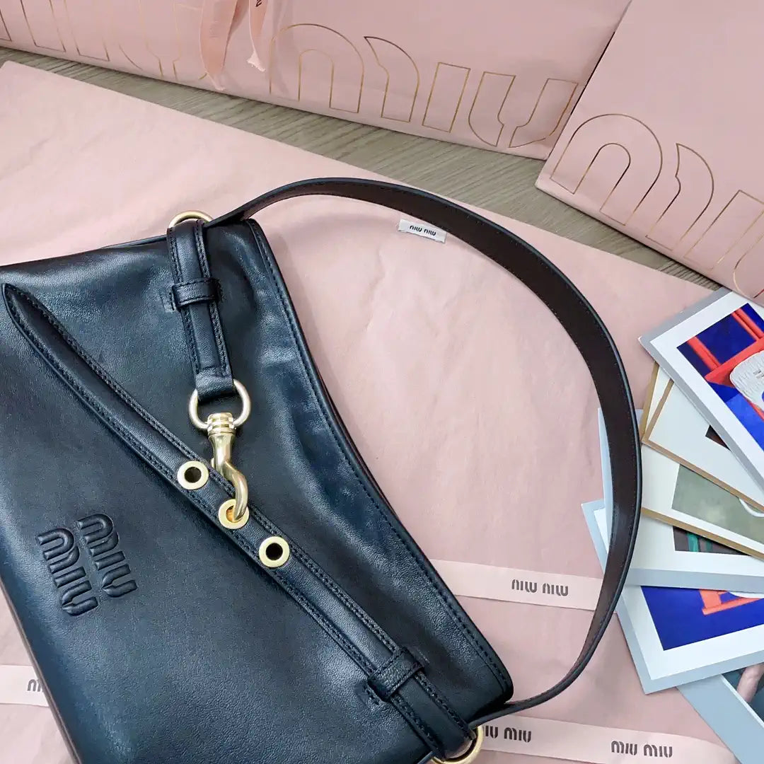 MiuMiu 5BC182 Aventure nappa leather Small bag Black