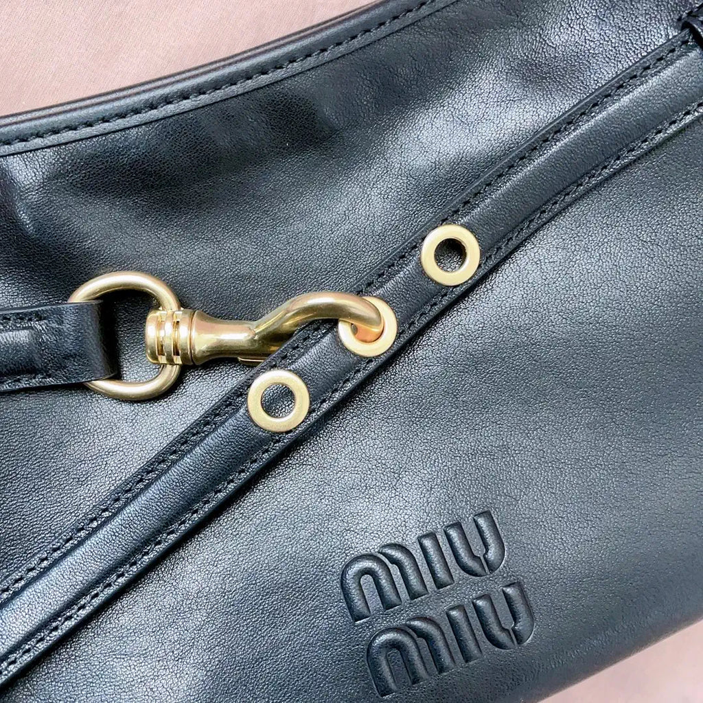 MiuMiu 5BC182 Aventure nappa leather Small bag Black