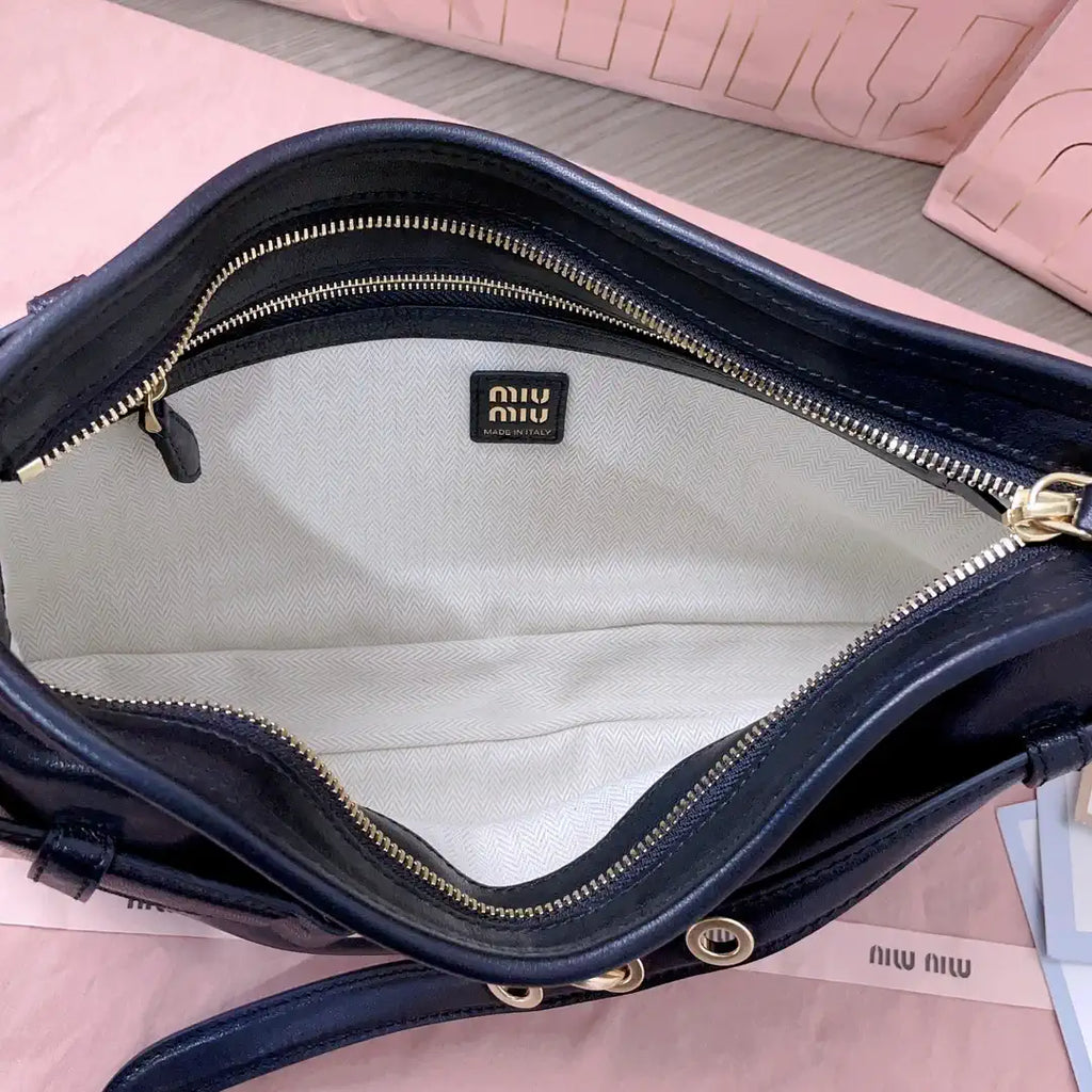 MiuMiu 5BC182 Aventure nappa leather Small bag Black