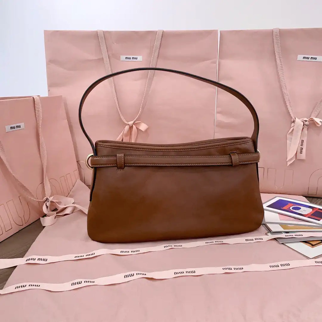 MiuMiu 5BC182 Aventure nappa leather Small bag Brown