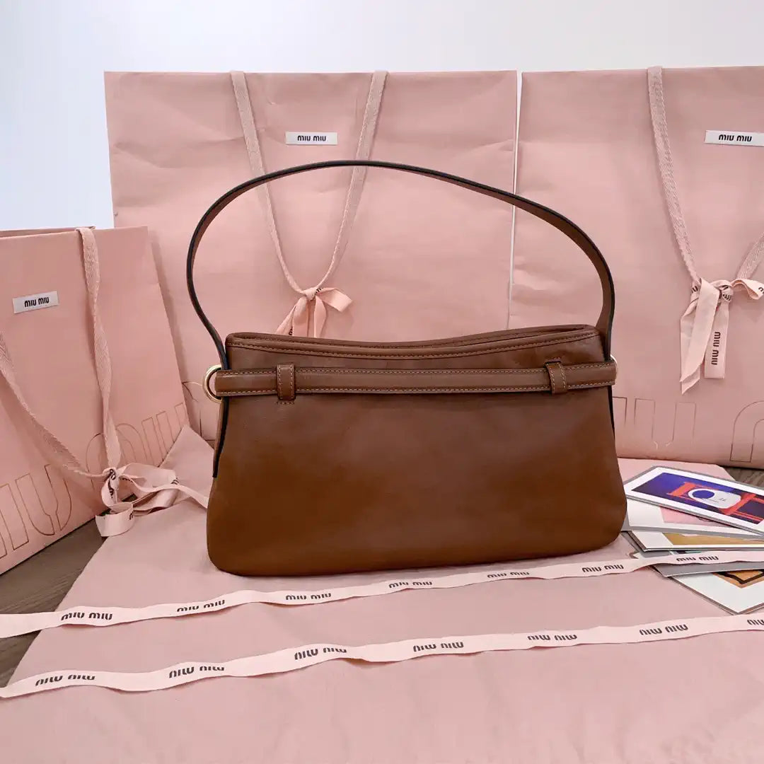 MiuMiu 5BC182 Aventure nappa leather Small bag Brown