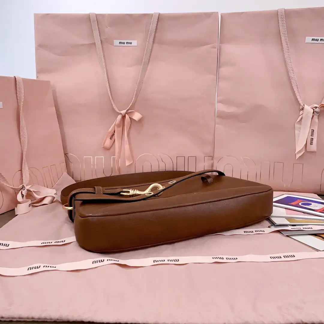 MiuMiu 5BC182 Aventure nappa leather Small bag Brown