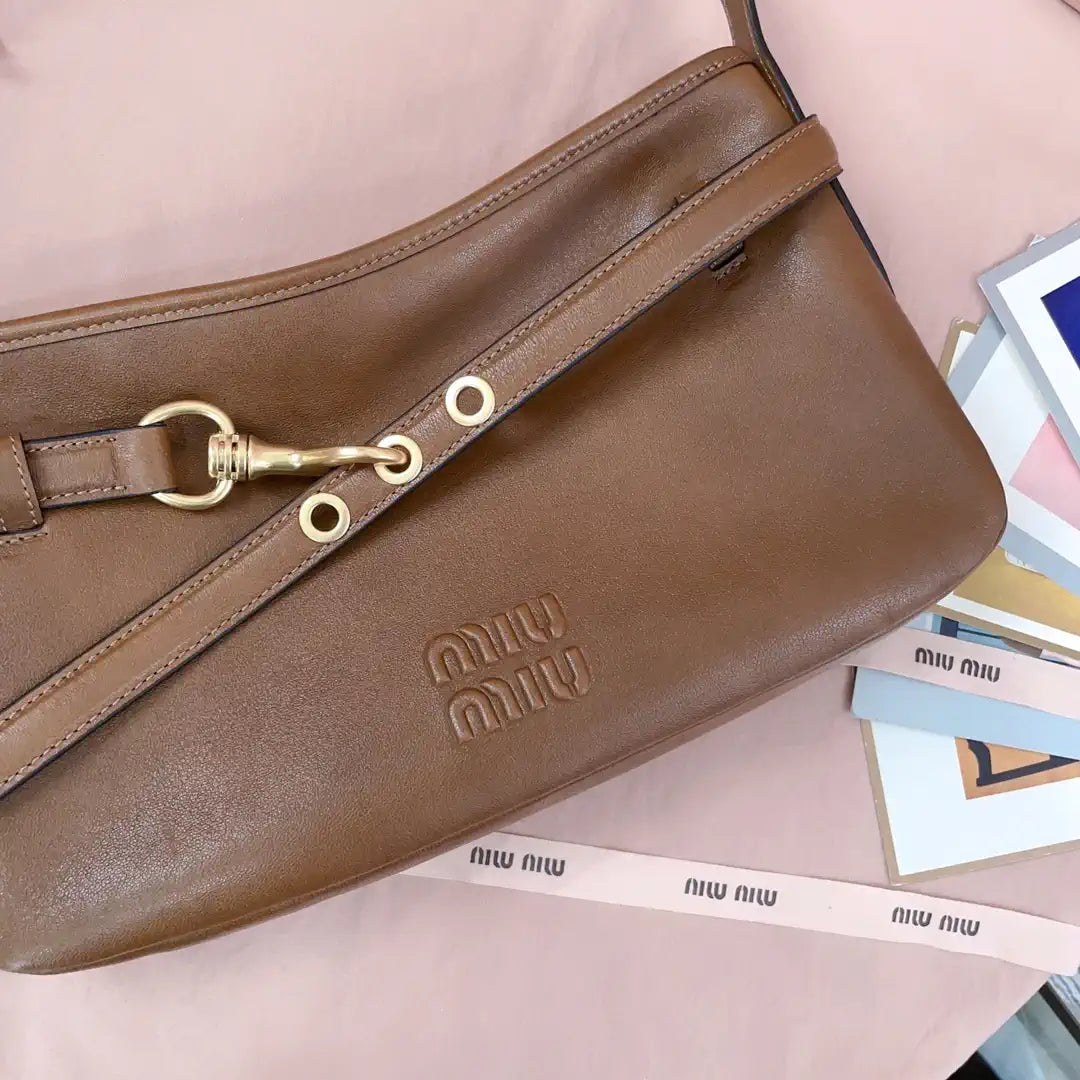 MiuMiu 5BC182 Aventure nappa leather Small bag Brown