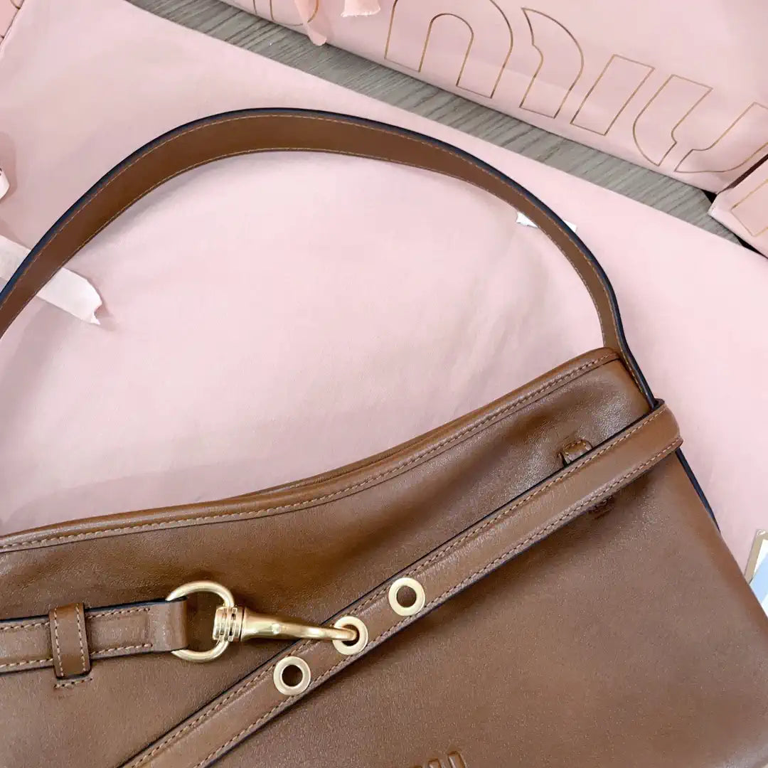 MiuMiu 5BC182 Aventure nappa leather Small bag Brown