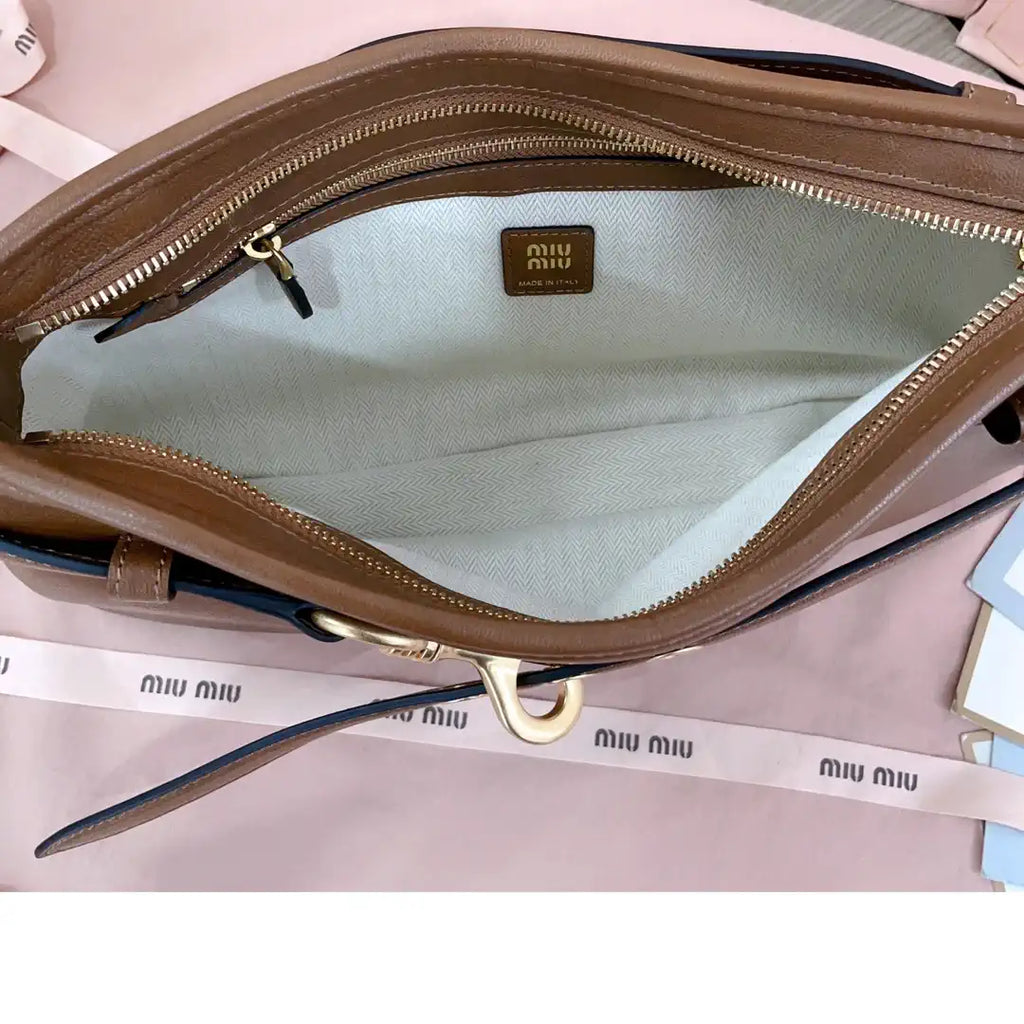 MiuMiu 5BC182 Aventure nappa leather Small bag Brown