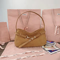 MiuMiu 5BC182 Aventure Sued leather Small bag Camel